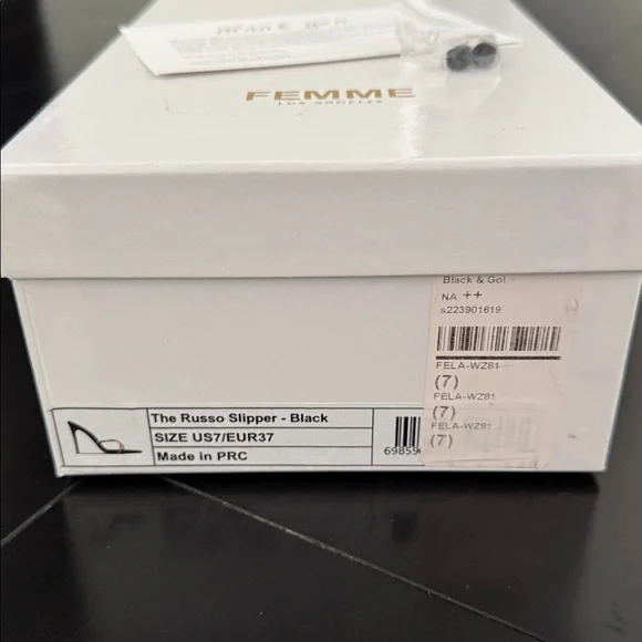 FEMME LA The Russo Slipper in Black/Gold - Picture 12 of 12